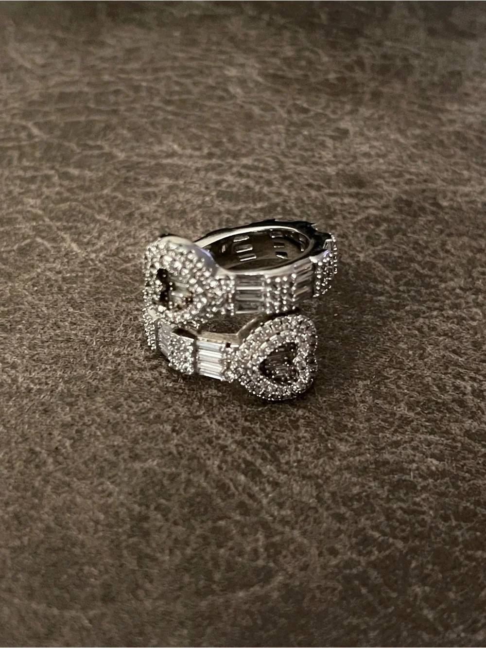 Sterling Silver Heart Halo Pavé Ring - Silver